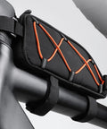 Heavy Duty Bike Phone Bag Waterproof Top Tube Frame Pouch For Road Mountain E-Bikes Big Touch Screen Window Holds 7 Inch Phones Secure Storage Wallet Tools black nylon top tube bag mounted on bike frame