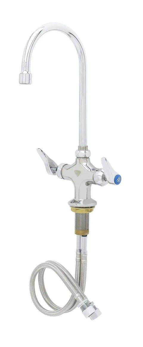 Double Pantry Faucet With Single Hole Deck Mount Swivel Or Rigid Gooseneck Stream Regulator Outlet Chrome Plated Brass Body