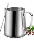 Stainless Steel Milk Frothing Pitcher 12oz 350ml With V Sharp Mouth For Latte Art Barista Ready Milk Jug Cup For Cappuccino Latte Macchiato Pro Grade Pouring Rust Proof Easy Clean Decorating Pen Included with latte art pen.