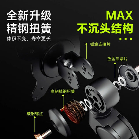 Heavy Duty Monitor Mount With Super Slick Cable Management And Hella Sturdy No Drill Clamp showing precision steel components and adjustment features.