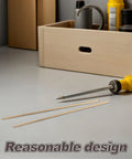 Brass Knife Handle Pins For DIY Knife Handle Kit 2 Pack Pro Grade Solid Round Brass Dowel Rods and screwdriver on table