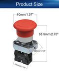 Heavy Duty 22mm Red Mushroom Emergency Stop Push Button Switch With Panel Mount Base For Machinery 660V 10A 1NC Self Locking Rotary Reset Industrial Panel Button For Safe Quick Stop size diagram, 40mm top