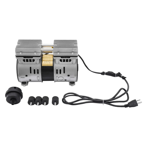 Industrial Oil Free Piston Vacuum Pump Air Compressor 370W Double Cylinder Heavy Duty Airless Design Up To 8 Bar High Pressure With Filter For Reliable Suction And Compression Great Performance