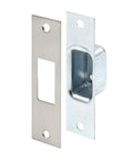 Badass Box Armored Security Strike Plate, satin nickel finish, steel construction, designed for deadbolts, mounts quickly.