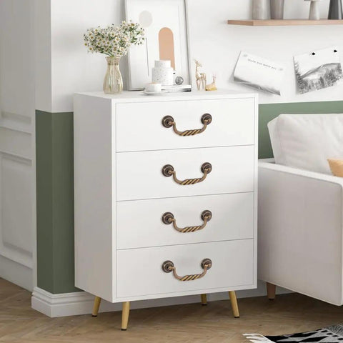 White dresser with Six Pack Drop Bail Drawer Handles 4.72 Inch Center Hole Vintage Antique Bronze Cabinet Pulls, French Provincial style
