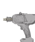 7/16 Hex To 1/2 Square Socket Adapter Drive Converter With Spring Ball Retainer attached to a cordless impact wrench