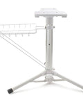 Telescoping Steam Press Stand For Oversized Iron Press, Lightweight Yet Durable Ironing Station with metal basket attachment.