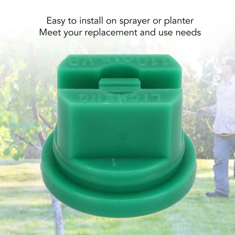 Green plastic nozzle from Flat Fan Sprayer Nozzle Set Of 20 High Pressure Plastic Sprayers For Farmers And Gardeners Flat Fan Spray Tips For Crops Drones And Green Fields Easy To Install Replacement Nozzles