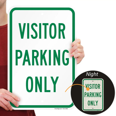 Built Tough Visitor Parking Only Sign Pack Of Four 18x12 Inch Heavy Duty Aluminum Composite Panel Engineer Grade High Visibility Reflective Vinyl.