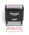 Game Changer Self Inking Rubber Stamp With Fast Drying Red Ink, 9/16 x 1.5 inches, clear base, designed for marking documents.
