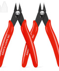 Two Pack 5 Inch Flush Cutters Spring Loaded Micro Wire Cutters Zip Tie Cutter For Electronics Jewelry 3D Printing Models Floral Soft Copper Wire Red Perfect For Crafting Projects