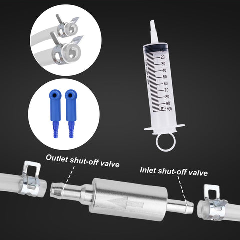 Brake Bleeder Kit With Syringe Hose And Tubing For Motorcycle And Car Maintenance, Brake Fluid Bleeding Tool Set components