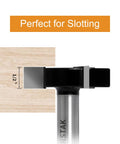 CNC Spoilboard Surfacing Router Bit With Half Inch Shank, 2 Inch Cutting Diameter, Half Inch Cut Length for slotting wood.