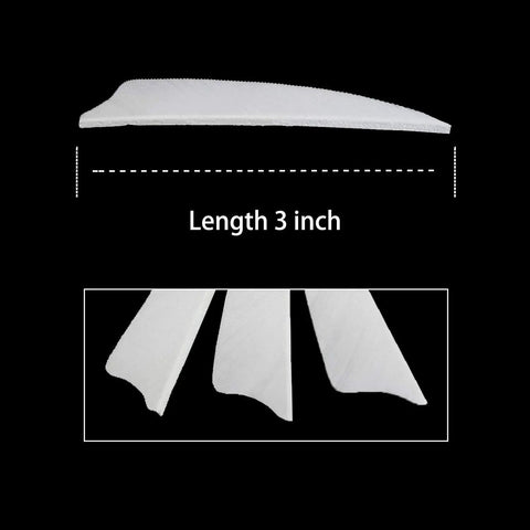 3 Inch Real Feather Fletching Arrows With Shield Cut Right Wing white feathers, 3-inch length, for DIY archery hunting, pack of 36.