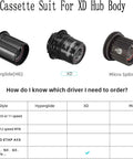 Comparison of Hyperglide, XD, and Micro Spline hub bodies for 12 Speed Cassette 52T Ultra Light XD Freehub Ready Rainbow Finish MTB