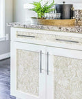 Kitchen cabinet with Beige Batik Tropical Leaf Peel And Stick Wallpaper Roll 20 Point 5 Inches Wide By 16 Point 5 Feet Easy Drop Match.