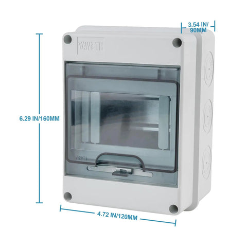 5 Way Circuit Breaker Box IP65 Weatherproof Distribution Enclosure With Din Rail ABS Plastic Cover for wall mount