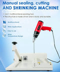 Heavy Duty Shrink Wrap Machine With Adjustable Speed And Built-In Heat Gun For Secure Packaging Sealing And Cutting, iron structure, red heat gun.