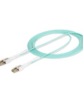 OM4 Push-Pull Fiber Cable 10ft 3m LC to LC for High-Density Setups With Retractable Connectors, EMI Shielded, Supports Up To 100Gbps Networking, Toolless Polarity Swap For Easy Insertion And Removal, aqua LC connectors