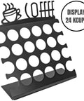 Space Saving K Cup Pod Holder For Countertop Holds 24 Coffee Pods In A Sleek Black Metal Display Stand Durable And Grab And Go Coffee Organizer Rack For K Cups