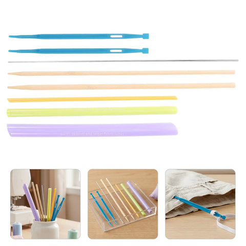 Fabric Loop Turner Tool For DIY Sewing And Hand Knitting With Plastic And Metal Threading Rods No Fuss Tube Turning For Apron Ties Garment Edges Straps And All Fabric Types, assorted sizes