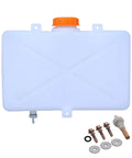 7L Beefed-Up Plastic Gas Fuel Storage Tank With Screw Kit, shown with secure inlet and outlet fittings, orange cap