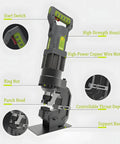 Diagram of Heavy Duty 2000W Electric Hole Puncher With 20 Ton Capacity showing punch head, motor, switch, and housing.