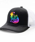 Pet Lover Trucker Cap For Women And Men With Humorous Style, Low Profile Unstructured Hat, Cat Mom design, six vent eyelets