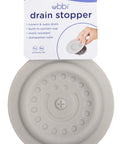 Premium Soft Silicone Bathtub Drain Stopper With Super Strong Suction Cup, gray 5-inch drain plug for baby bath times.