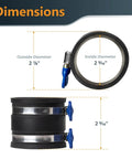 Two And A Half Inch Dust Control Flex Cuff With Adjustable Key Hose Clamps Rubber Cuff Connector dimensions diagram