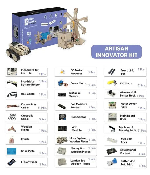 Artisan Innovator Kit With 12 Detachable Modules For STEM Coding Projects No Soldering Needed Detachable Bricks And No Cable Mess Setup Easy To Code Learn Electronics And Build Your First Inventions With This Kid Friendly Starter Set.