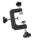 Heavy Adjustable Woodworking Face Clamp Delivering Total No Sweat Aluminum Grip Cabinet Edge Tool, black metal construction with grips.