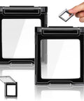 Clear Button Cover Shield for Home Appliances, self adhesive push button guard, black frame, size 1.57 X 1.37 X 0.39 in.