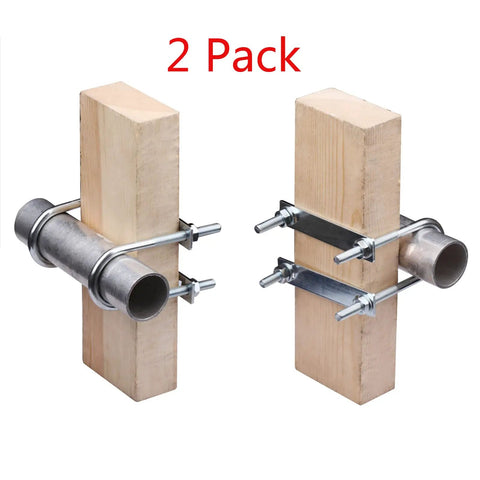 Two Pack M10 U-Bolt Clamp Set For 2 Inch Tubes 5-1/2 Inch Long Round Bend U-Bolts That Fit 2 Inch OD Tubing Electro Galvanized