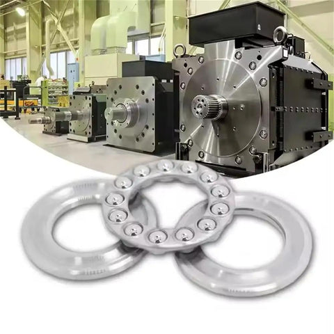 Heavy Duty Thrust Ball Bearing Set Single Direction 20mm Bore 35mm Outer Diameter 10mm Thick Chromium Steel GCr15 Built Tough Pack Of 2 For Precision Machinery displayed with industrial machinery in background.
