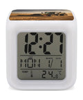 Farm Tractor Alarm Clock With LED Display, Seven Color Night Light; shows time, date, temperature.