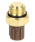 SCITOO coolant water temperature sensor, brass threaded body with brown plastic connector close-up view