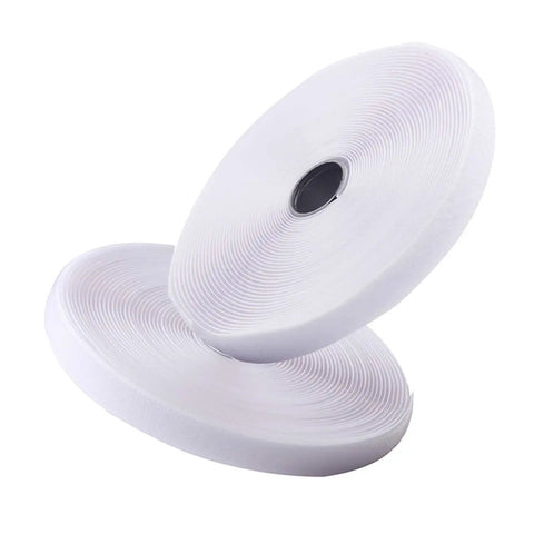 Heavy-Duty Sew-On Hook And Loop Tape Duo - Killer 3/4 Inch White Strips, durable nylon rolls for sewing projects.