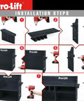 Installation steps for Cordless Drill Organizer Wall Mount Rack With Five Hanging Slots in durable wood finish, Model M004W1.