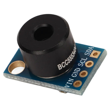 Infrared Temperature Sensor Module For DIY Projects Wide Ambient Range From Minus 40 To 120 Celsius Object Range From Minus 70 To 382.2 Celsius 10 Bit PWM Output SMBus Digital Interface MLX90614ESF GY906 Compatible Non Contact Temperature Detector, black and blue circuit board
