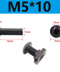 Close-up of M5x10 screws from 24 Piece M Lok T Nuts And Screws Replacement Kit With Allen Key For M Lok Rails, showing dimensions.