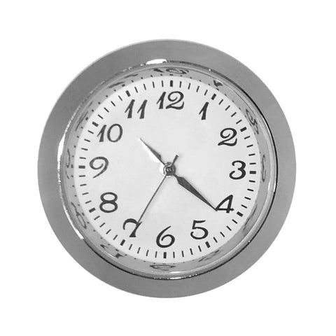 Clock Insert Kit 1-7/16 Inch Dial Fits 1-3/8 Inch Hole with white dial, black numerals, and transparent cover for DIY clocks