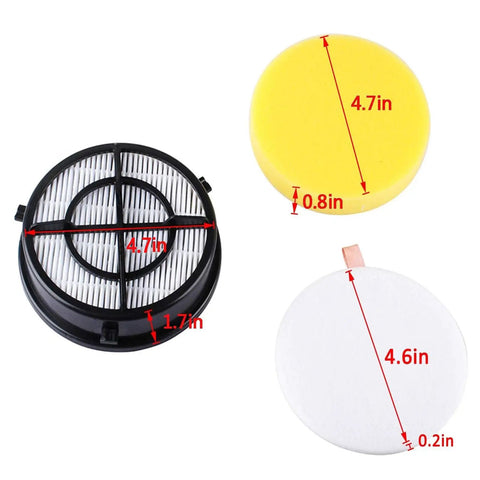 Pet Hair Eraser Upright Vacuum Filter For 1650 Series Febreze Models 1650A 1650C 1650P dimensions shown 2 Pack