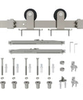 Brushed Nickel Sliding Barn Door Hardware Track Kit With Soft Close Heavy Duty Top Mounted Six Foot System components