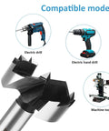 Top Notch One And One Eighth Inch Forstner Bit For Wood Drilling High Speed Steel Round Shank compatible with electric drills and machines.