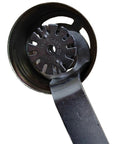Pro Grade Top Shelf Concealed Spray Nozzle Wrench Set Two Piece Universal 1/2 Inch Silver Fire Sprinkler tool close-up showing unique inner detail.