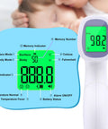 No Touch Infrared Thermometer For Adults And Kids With Fever Alert 2 In 1 Body Surface Mode No Touch Forehead And Surface Readings Instant Accurate Temperature For Baby And Family. White digital forehead thermometer with green display