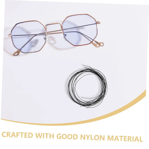 Glasses Repair Thread For Half Rim Eyewear, Scratch Resistant Fixing String For Quick Repairs shown with eyewear and nylon thread