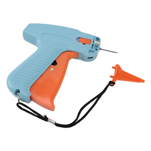 Clothes Tagging Machine For Clothing, Price Tag Attacher Kit with orange handle, durable plastic build, pointed tip.