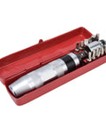 Heavy Hitter Manual Impact Driver Set Half Inch Square To Hex Reversible Wrench in red storage case with multiple bits.
